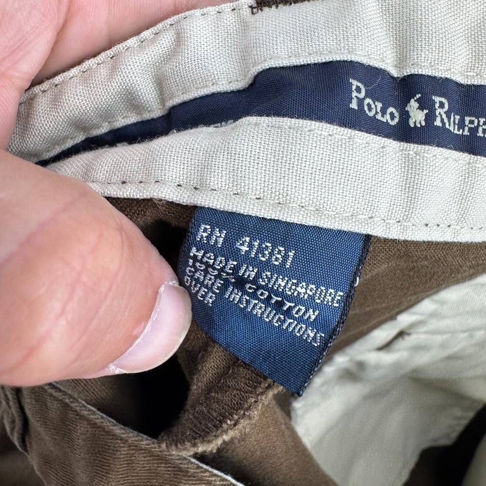 Vintage Polo Ralph Lauren Pants Mens 36x30 (Fits 35x29) Brown Pleated Cotton - Picture 15 of 16